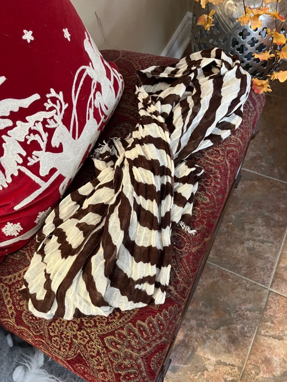 Banana Republic Brown and Cream Striped Scarf